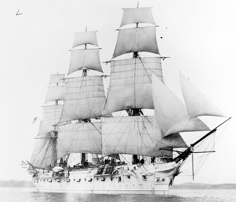 Det ståtliga tyska skolskeppet Gneisenau förliste 16 december 1900 utanför Málaga.
