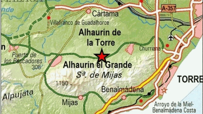 Lindriga skalv är vanligt förekommande i södra Spanien och detta hade sitt epicenter mitt på västra Costa del Sol. Karta: IGN