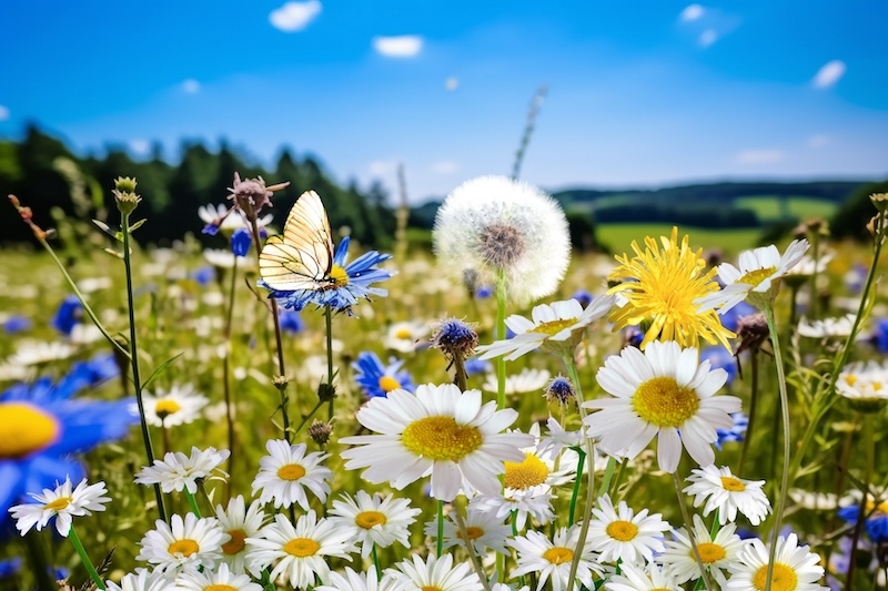 En vacker blomsteräng.