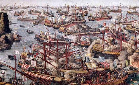Slaget vid Lepanto 1751 skördade omkring 50.000 människoliv. Miguel de Cervantes sårades, men överlevde för att senare kunna skriva ”Don Quijote”.