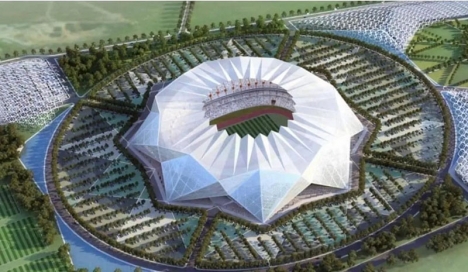 Världens största fotbollsarena ska byggas i Casablanca och kandiderar till att hålla VM-finalen 2030. Skiss: Populous