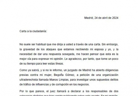 Sydkusten har översatt ordagrannt till svenska det uppmärksammade brevet från Pedro Sánchez varslar om sin eventuella avgång.