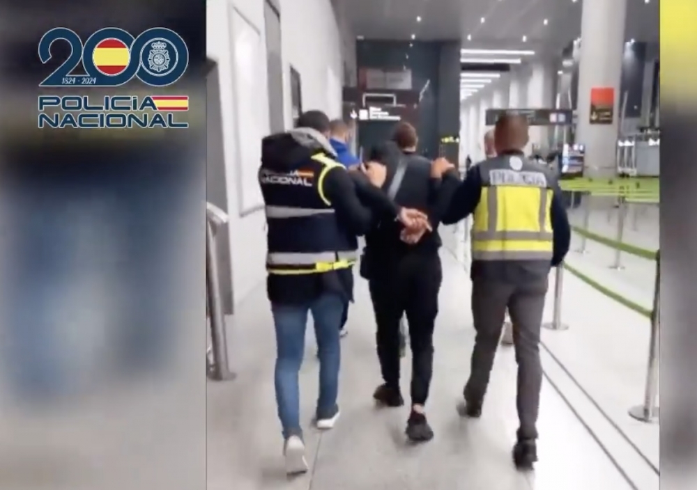 Gripandet skedde på Málagas flygplats. Foto: Policía Nacional
