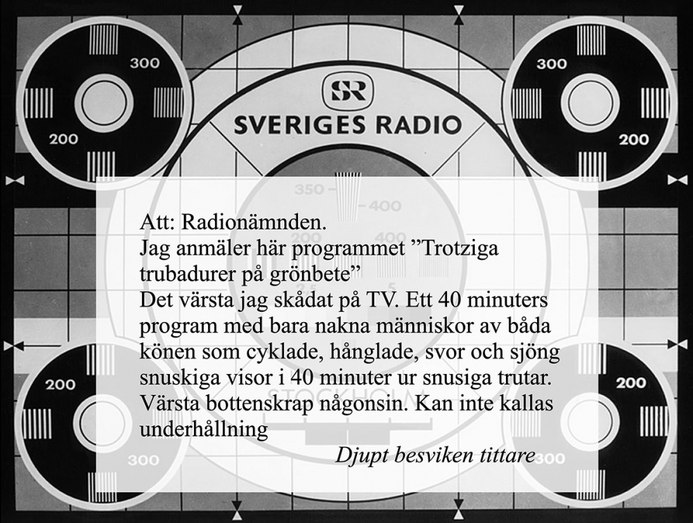 Utdrag ur en radionämndsanmälan gällande ett tv-program i vilket Bengt Sändh figurerade.
