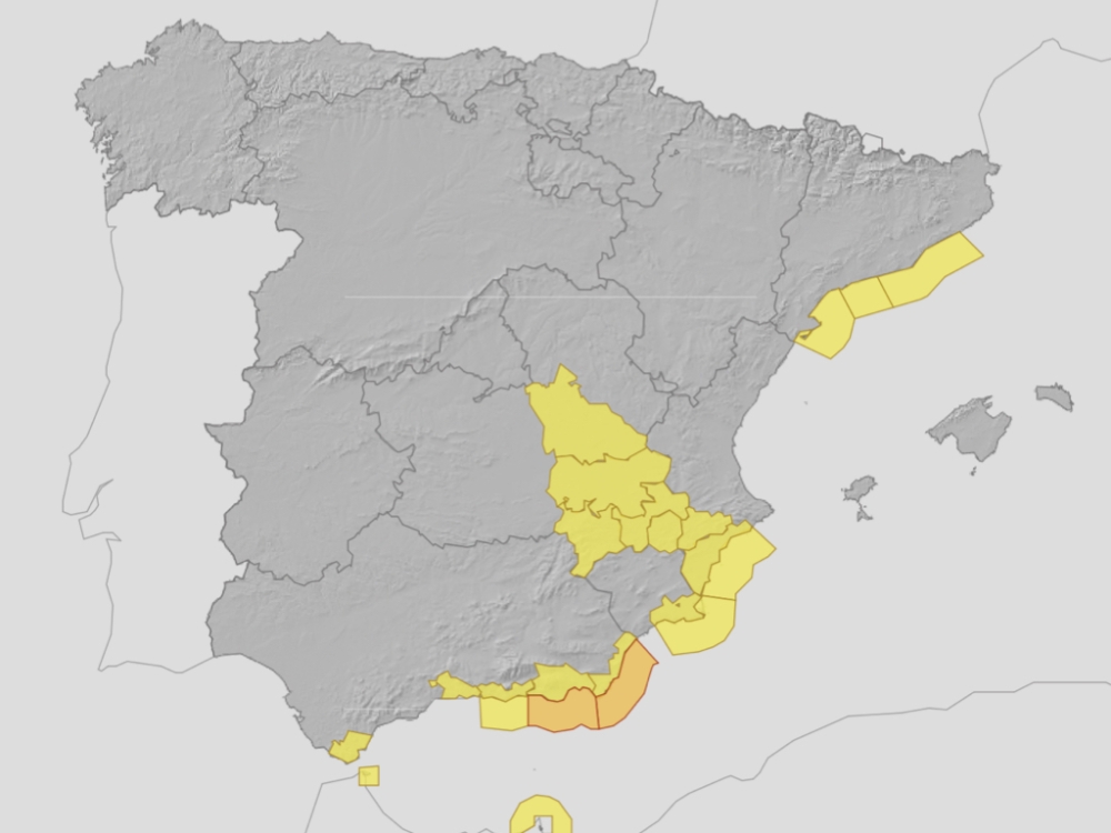 Regina är den 17:e stormen som drabbat södra Spanien på endast fem månader. Karta: Aemet