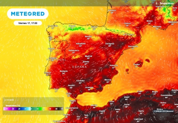 Värmeböljans topptemperaturer väntas i slutet av veckan samtidigt som åskoväder drar in från norr. Foto: Meteored España