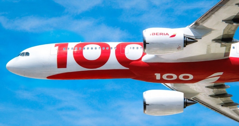 Specialflygningen IB100 blir en symbolisk resa från de tidiga inrikeslinjerna till dagens transatlantiska trafik. Foto: Iberia