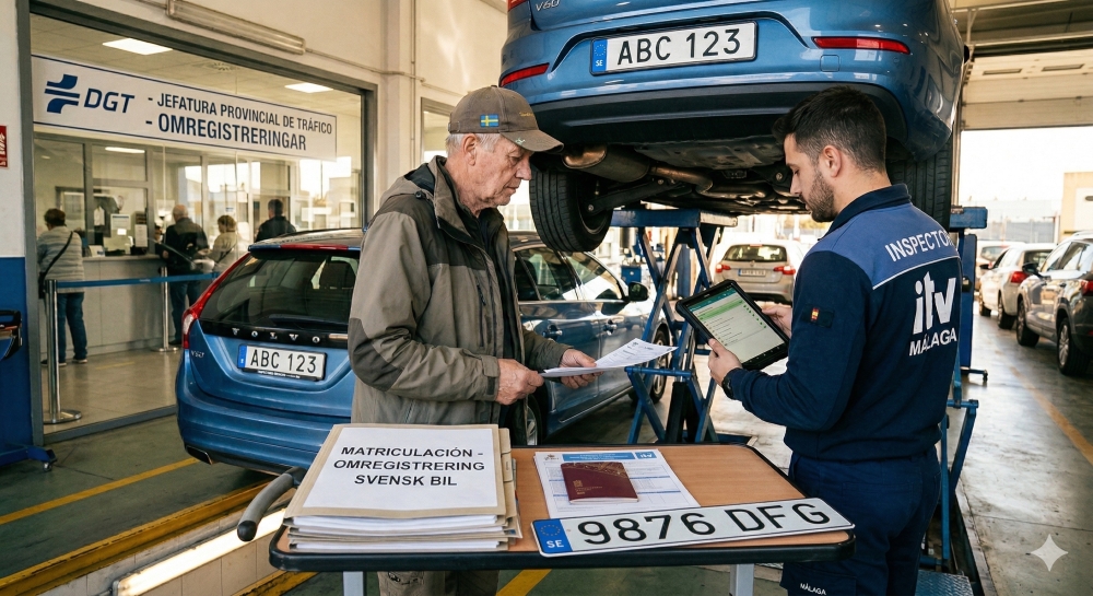 En svensk bil måste registreras om till spanska skyltar senast sex månader efter att ägaren blivit resident.