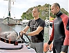 Claudio Valtz och Fran Kucker är dykinstruktörer på Club Buceo La Herradura. “Jag är egentligen arkitekt, men bytte kontoret mot havet efter två år.” Foto: Lena Heubusch