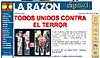 La Razón uppmanar till enighet och publicerar blodiga fotografier på sin förstasida.
