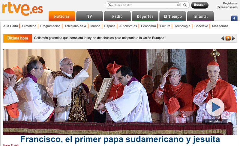 De spanska mediernas bevakning av påveutnämningen har varit lite väl intensiv. Foto: rtve.es